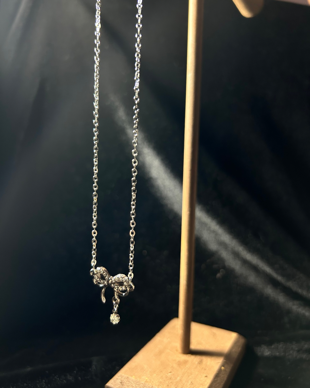 Beaded Silver Bow Pendant