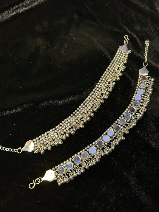 Double-Sided Rajasthani Payal with Ghungroo (Chhanjar) – Rust-Coloured Single Piece
